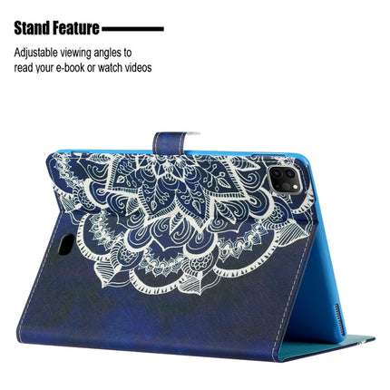 For iPad 11 Pro (2020) Painted Flower Totem Car Line TPU Horizontal Flip Leather Tablet Case with Holder & Card Slot & Sleep / Wake-up Function(White Blue)-garmade.com