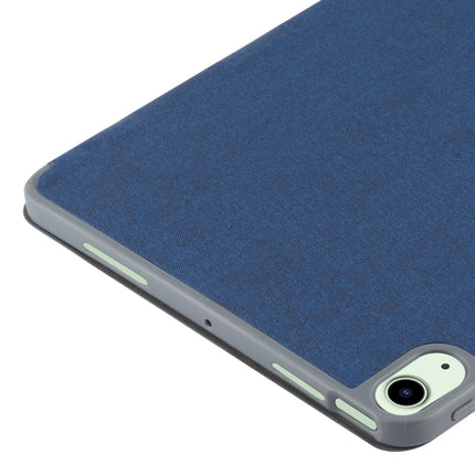 Mutural YASHI Series TPU + PU Cloth Pattern Texture Horizontal Flip Leather Case with Three-folding Holder & Pen Slot & Wake-up / Sleep Function For iPad Air 2022 / 2020 10.9(Blue)-garmade.com