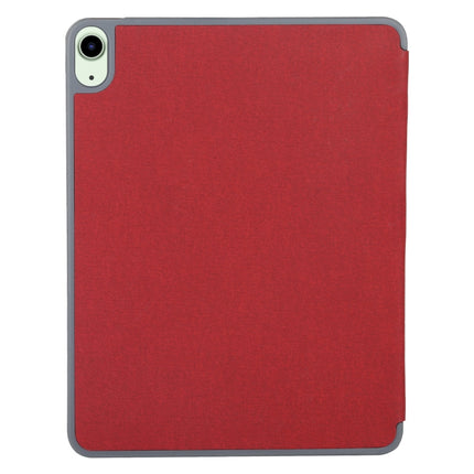 Mutural YASHI Series TPU + PU Cloth Pattern Texture Horizontal Flip Leather Case with Three-folding Holder & Pen Slot & Wake-up / Sleep Function For iPad Air 2022 / 2020 10.9(Red)-garmade.com