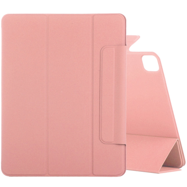 For iPad Pro 11 2022 / 2021 / 2020 / 2018 / Air 2020 10.9 Horizontal Flip Ultra-thin Fixed Buckle Magnetic PU Leather Tablet Case With Three-folding Holder & Sleep / Wake-up Function(Pink)-garmade.com