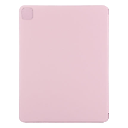 For iPad Pro 12.9 inch (2020) Horizontal Flip Ultra-thin Double-sided Clip Fixed Buckle Magnetic PU Leather Tablet Case With Three-folding Holder & Sleep / Wake-up Function(Rose Gold)-garmade.com