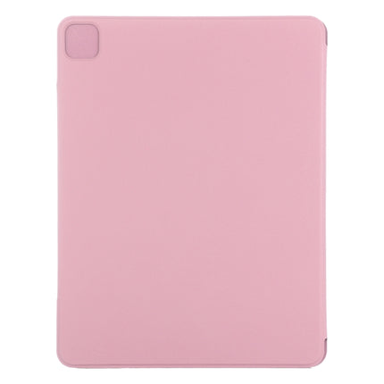 For iPad Pro 12.9 inch (2020) Horizontal Flip Ultra-thin Double-sided Clip Fixed Buckle Magnetic PU Leather Tablet Case With Three-folding Holder & Sleep / Wake-up Function(Light Pink)-garmade.com