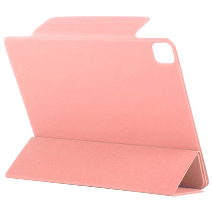For iPad Pro 12.9 inch (2020) Horizontal Flip Ultra-thin Double-sided Clip Fixed Buckle Magnetic PU Leather Tablet Case With Three-folding Holder & Sleep / Wake-up Function(Pink)-garmade.com