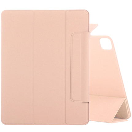 For iPad Pro 12.9 inch (2020) Horizontal Flip Ultra-thin Double-sided Clip Fixed Buckle Magnetic PU Leather Tablet Case With Three-folding Holder & Sleep / Wake-up Function(Gold)-garmade.com