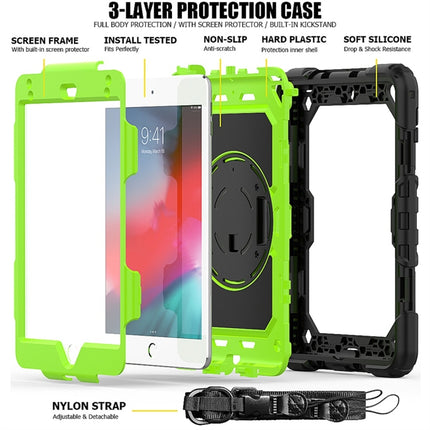 Shockproof Black Silica Gel + Colorful PC Protective Case for iPad Mini 2019 / Mini 4, with Holder & Shoulder Strap & Hand Strap & Pen Slot(Green)-garmade.com