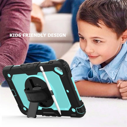 Shockproof Black Silica Gel + Colorful PC Protective Case for iPad Mini 2019 / Mini 4, with Holder & Shoulder Strap & Hand Strap & Pen Slot(Baby Blue)-garmade.com