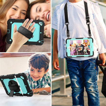 Shockproof Black Silica Gel + Colorful PC Protective Case for iPad Mini 2019 / Mini 4, with Holder & Shoulder Strap & Hand Strap & Pen Slot(Baby Blue)-garmade.com
