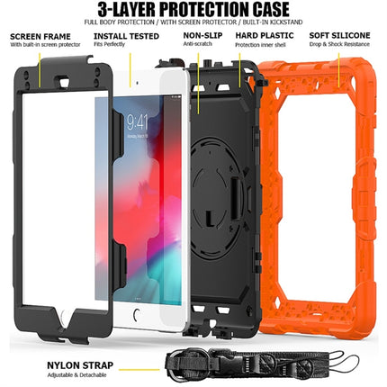 Shockproof Colorful Silica Gel + PC Protective Case for iPad Mini 2019 / Mini 4, with Holder & Shoulder Strap & Hand Strap & Pen Slot(Orange)-garmade.com