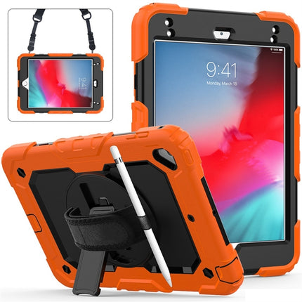 Shockproof Colorful Silica Gel + PC Protective Case for iPad Mini 2019 / Mini 4, with Holder & Shoulder Strap & Hand Strap & Pen Slot(Orange)-garmade.com