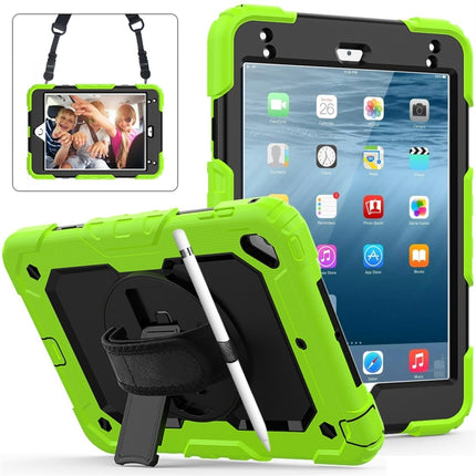 Shockproof Colorful Silica Gel + PC Protective Case for iPad Mini 2019 / Mini 4, with Holder & Shoulder Strap & Hand Strap & Pen Slot(Green)-garmade.com