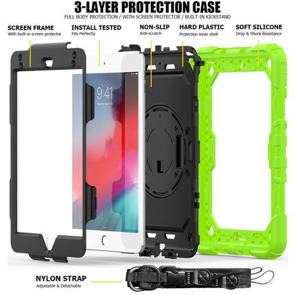 Shockproof Colorful Silica Gel + PC Protective Case for iPad Mini 2019 / Mini 4, with Holder & Shoulder Strap & Hand Strap & Pen Slot(Green)-garmade.com