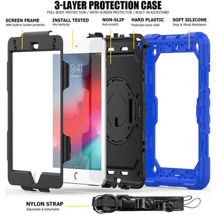 Shockproof Colorful Silica Gel + PC Protective Case for iPad Mini 2019 / Mini 4, with Holder & Shoulder Strap & Hand Strap & Pen Slot(Blue)-garmade.com