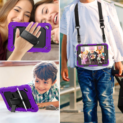 Shockproof Colorful Silica Gel + PC Protective Case for iPad Mini 2019 / Mini 4, with Holder & Shoulder Strap & Hand Strap & Pen Slot(Purple)-garmade.com