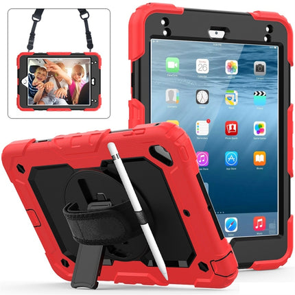 Shockproof Colorful Silica Gel + PC Protective Case for iPad Mini 2019 / Mini 4, with Holder & Shoulder Strap & Hand Strap & Pen Slot(Red)-garmade.com