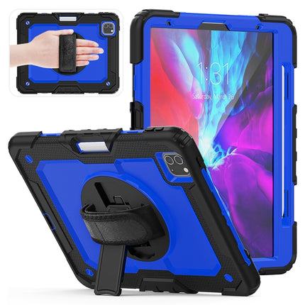 For iPad Pro 11 inch (2018) / Pro 11 inch (2020) Shockproof Black Silica Gel + Colorful PC Protective Tablet Case with Holder & Shoulder Strap & Hand Strap & Pen Slot(Blue)-garmade.com