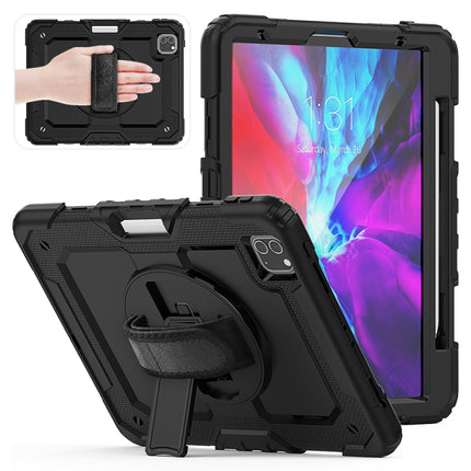 For iPad Pro 11 inch (2018) / Pro 11 inch (2020) Shockproof Colorful Silica Gel + PC Protective Tablet Case with Holder & Shoulder Strap & Hand Strap & Pen Slot(Black)-garmade.com