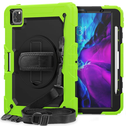 For iPad Pro 11 inch (2018) / Pro 11 inch (2020) Shockproof Colorful Silica Gel + PC Protective Tablet Case with Holder & Shoulder Strap & Hand Strap & Pen Slot(Green)-garmade.com