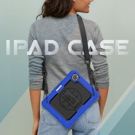 For iPad Pro 11 inch (2018) / Pro 11 inch (2020) Shockproof Colorful Silica Gel + PC Protective Tablet Case with Holder & Shoulder Strap & Hand Strap & Pen Slot(Blue)-garmade.com