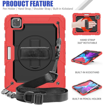 For iPad Pro 11 inch (2018) / Pro 11 inch (2020) Shockproof Colorful Silica Gel + PC Protective Tablet Case with Holder & Shoulder Strap & Hand Strap & Pen Slot(Red)-garmade.com