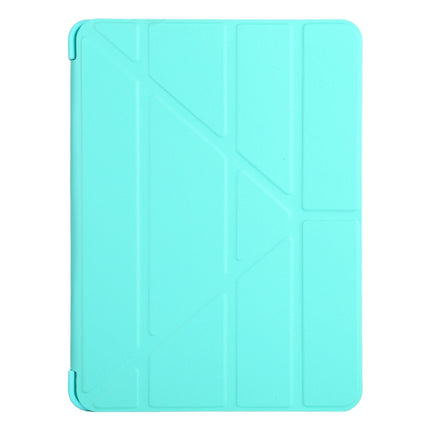 Millet Texture PU+ Silicone Full Coverage Leather Case with Multi-folding Holder for iPad Air (2020) 10.9 inch (Blue Green)-garmade.com