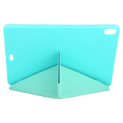 Millet Texture PU+ Silicone Full Coverage Leather Case with Multi-folding Holder for iPad Air (2020) 10.9 inch (Blue Green)-garmade.com