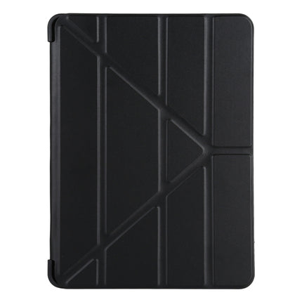 Millet Texture PU+ Silicone Full Coverage Leather Case with Multi-folding Holder for iPad Air (2020) 10.9 inch (Black)-garmade.com