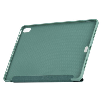 Millet Texture PU+ Silicone Full Coverage Leather Case with Multi-folding Holder for iPad Air (2020) 10.9 inch (Dark Green)-garmade.com