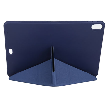 Millet Texture PU+ Silicone Full Coverage Leather Case with Multi-folding Holder for iPad Air (2020) 10.9 inch (Dark Blue)-garmade.com