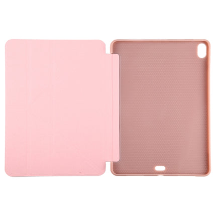 Millet Texture PU+ Silicone Full Coverage Leather Case with Multi-folding Holder for iPad Air (2020) 10.9 inch (Pink)-garmade.com
