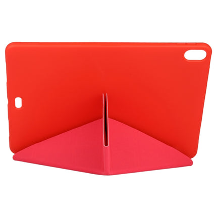 Millet Texture PU+ Silicone Full Coverage Leather Case with Multi-folding Holder for iPad Air (2020) 10.9 inch (Red)-garmade.com