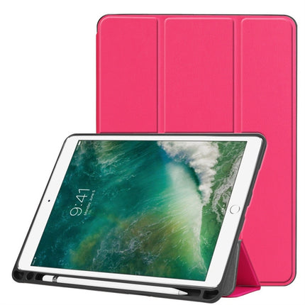 Custer Texture Horizontal Flip Leather Case for iPad Pro 10.5 Inch / iPad Air (2019), with Three-folding Holder & Pen Slot (Rose Red)-garmade.com