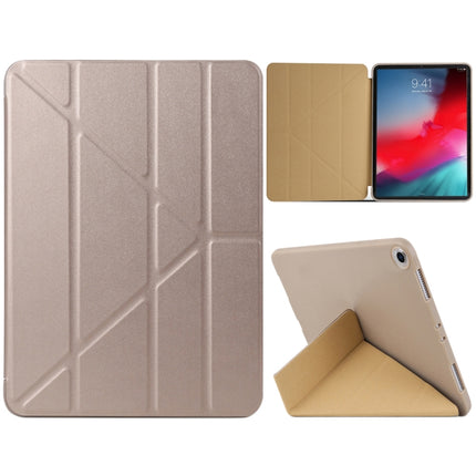 Millet Texture PU+ Silica Gel Full Coverage Leather Case for iPad Air (2019) / iPad Pro 10.5 inch, with Multi-folding Holder(Gold)-garmade.com