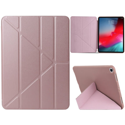 Millet Texture PU+ Silica Gel Full Coverage Leather Case for iPad Air (2019) / iPad Pro 10.5 inch, with Multi-folding Holder(Rose Gold)-garmade.com