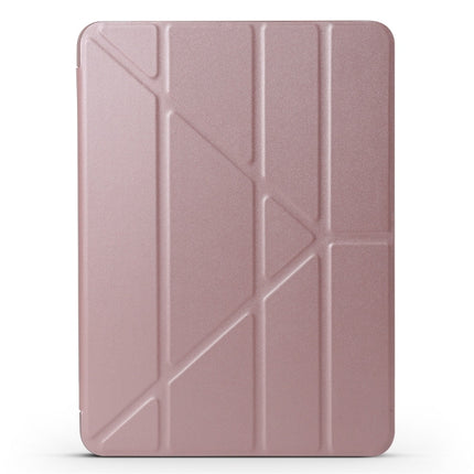 Millet Texture PU+ Silica Gel Full Coverage Leather Case for iPad Air (2019) / iPad Pro 10.5 inch, with Multi-folding Holder(Rose Gold)-garmade.com