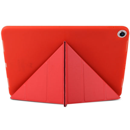 Millet Texture PU+ Silica Gel Full Coverage Leather Case for iPad Air (2019) / iPad Pro 10.5 inch, with Multi-folding Holder(Red)-garmade.com