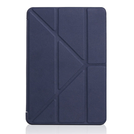 Millet Texture PU+ Silica Gel Full Coverage Leather Case for iPad Mini 2019, with Multi-folding Holder (Dark Blue)-garmade.com