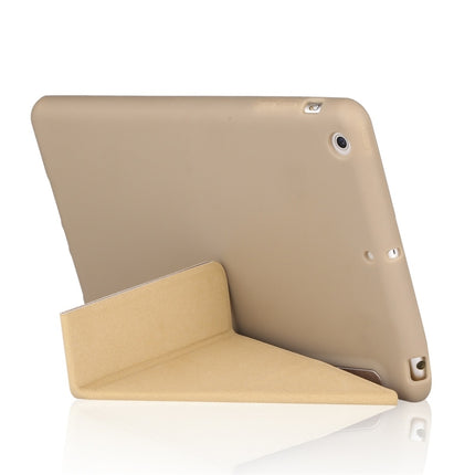 Millet Texture PU+ Silica Gel Full Coverage Leather Case for iPad Mini 2019, with Multi-folding Holder (Gold)-garmade.com