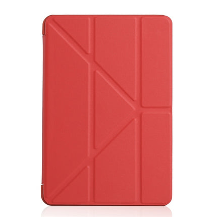 Millet Texture PU+ Silica Gel Full Coverage Leather Case for iPad Mini 2019, with Multi-folding Holder (Red)-garmade.com