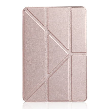 Millet Texture PU+ Silica Gel Full Coverage Leather Case for iPad Mini 2019, with Multi-folding Holder (Rose Gold)-garmade.com