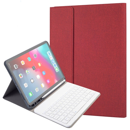 RK11 For iPad Pro 11 inch Silk Texture Detachable Plastic Bluetooth Keyboard Leather Tablet Case with Pen Slot & Stand Function(Red)-garmade.com