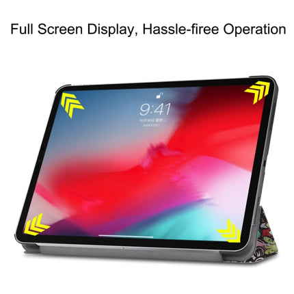 Horizontal Flip Graffiti Pattern Colored Painted Leather Case for iPad Pro 11 inch (2018), with Three-folding Holder & Wake-up / Sleep Function-garmade.com