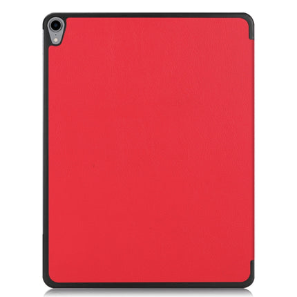 Custer Texture Horizontal Flip PU Leather Case for iPad Pro 12.9 inch (2018), with Three-folding Holder & Sleep / Wake-up Function(Red)-garmade.com