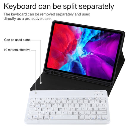 TG11B Detachable Bluetooth White Keyboard + Microfiber Leather Tablet Case for iPad Pro 11 inch (2020), with Pen Slot & Holder (Black)-garmade.com