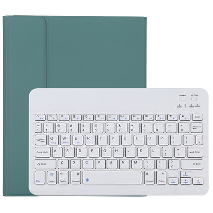 TG11B Detachable Bluetooth White Keyboard + Microfiber Leather Tablet Case for iPad Pro 11 inch (2020), with Pen Slot & Holder (Dark Green)-garmade.com