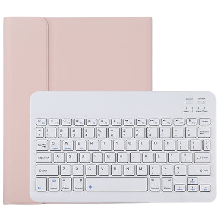 TG11B Detachable Bluetooth White Keyboard + Microfiber Leather Tablet Case for iPad Pro 11 inch (2020), with Pen Slot & Holder (Pink)-garmade.com