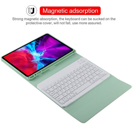 TG11B Detachable Bluetooth White Keyboard + Microfiber Leather Tablet Case for iPad Pro 11 inch (2020), with Pen Slot & Holder (Green)-garmade.com
