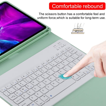 TG11B Detachable Bluetooth White Keyboard + Microfiber Leather Tablet Case for iPad Pro 11 inch (2020), with Pen Slot & Holder (Green)-garmade.com