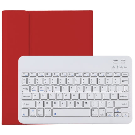 TG11B Detachable Bluetooth White Keyboard + Microfiber Leather Tablet Case for iPad Pro 11 inch (2020), with Pen Slot & Holder (Red)-garmade.com