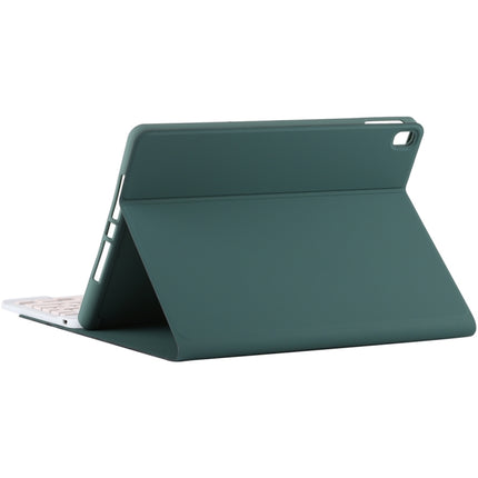 TG11B Detachable Bluetooth Pink Keyboard + Microfiber Leather Tablet Case for iPad Pro 11 inch (2020), with Pen Slot & Holder (Dark Green)-garmade.com