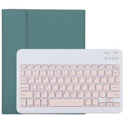 TG11B Detachable Bluetooth Pink Keyboard + Microfiber Leather Tablet Case for iPad Pro 11 inch (2020), with Pen Slot & Holder (Dark Green)-garmade.com